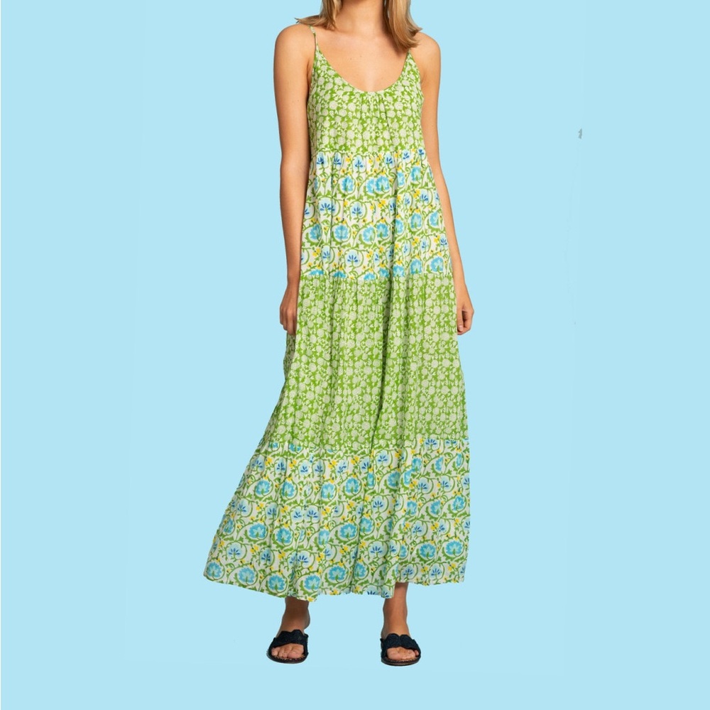 Olivia James the Label Green and Blue Floral Maxi Dress